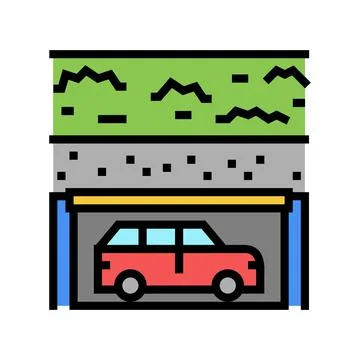 Underground parking color icon vector illustration 스톡 일러스트