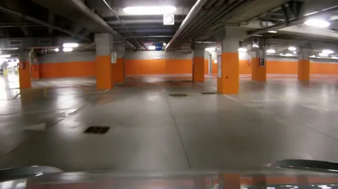 Underground parking garage, camera car 스톡 동영상 33405373