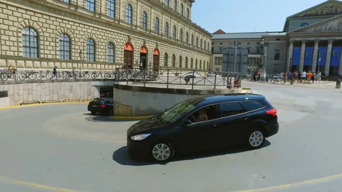 Underground parking garage on Odeonsplatz in Munich Stock Footage 135264626