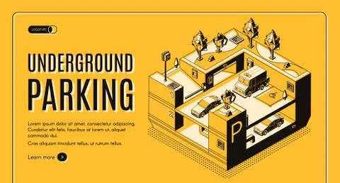 Underground parking isometric vector website Иллюстрация