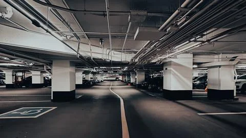Underground parking lot Stock Photos