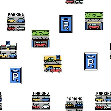 Underground Parking Vector Seamless Pattern 스톡 일러스트