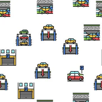 Underground Parking Vector Seamless Pattern 스톡 일러스트