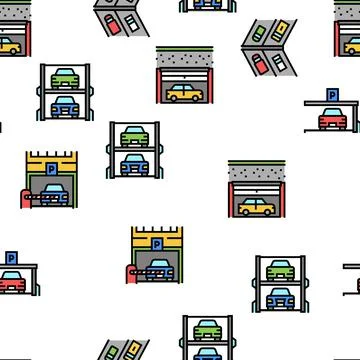 Underground Parking Vector Seamless Pattern Stock Illustration