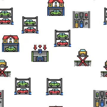 Underground Parking Vector Seamless Pattern 스톡 일러스트