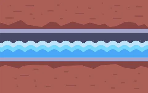 Underground pipe with clean water. underground communications. Illustrazione stock