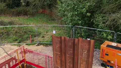 Underground Pipe Line Heavy Machine Work at British Village Site 库存影片 251697574