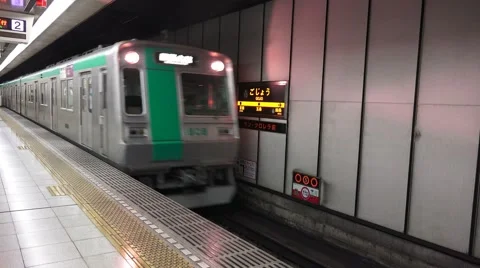 Underground Railroad Station Subway Train Arrives From Dark Tunnel 4K Stock Footage 44940131