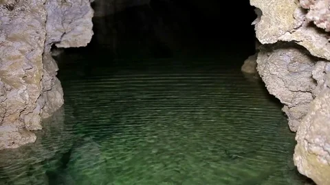 Underground river on the cave Stock Footage 70114990