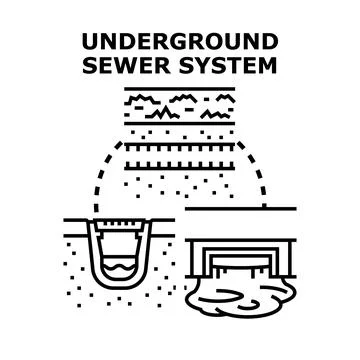 Underground sewer system design and wastewater management Stock Illustration