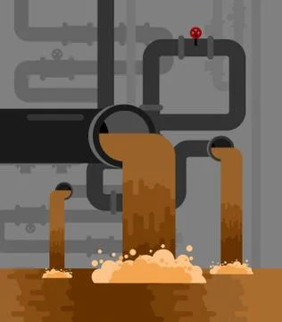 Underground sewerage System pipe. Water supply and Sanitation Sewage. Vector  Stock Illustration