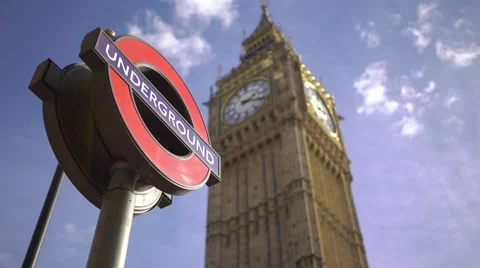 Underground sign and the Big Ben Stock Footage 61114656