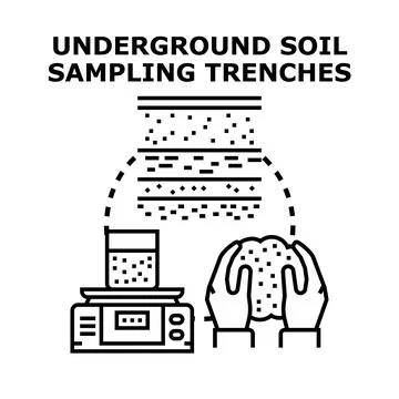 Underground soil sampling and soil analysis process Stock Illustration