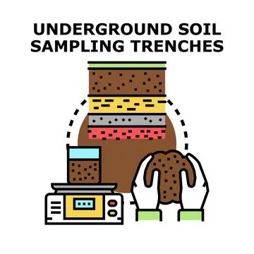 Underground soil sampling and soil analysis process Stock Illustration