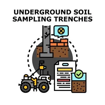 Underground soil sampling for testing construction foundation Stock Illustration