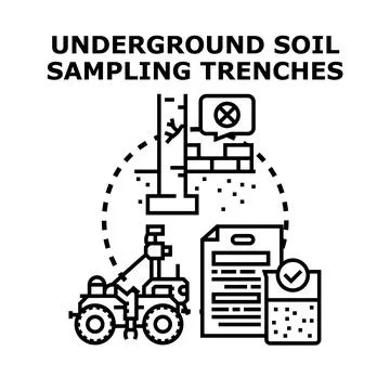 Underground soil sampling for testing construction foundation Stock Illustration