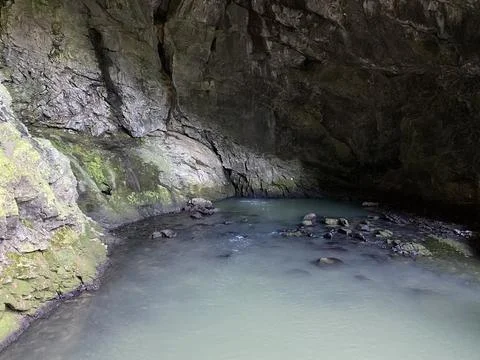 Underground source Zeleni vir or spring of water in landscape Green whirpool Foto stock