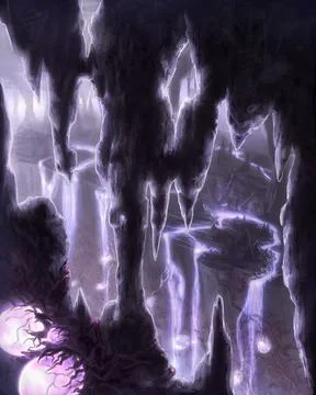 Underground stalactites cave tunnel system Stock Illustration