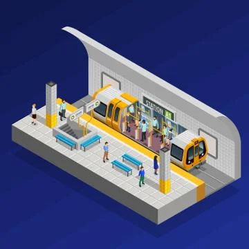 Underground Station Isometric Concept Illustrazione stock
