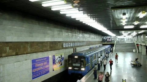Underground station. Train arrival Stock Footage 736413