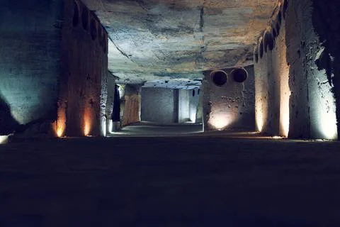 Underground stone mine Stock Photos