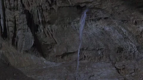 Underground stream and stalactites in the cave Stockbeeldmateriaal 170568003