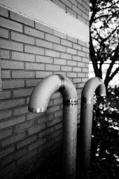 Underground structure manhole ventilation pipe in the shape of a candy cane. Foto stock