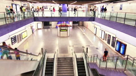 Underground Subway Crowds Station Timelapse Barcelona Stock Footage 54396706