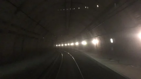 Underground Subway Train Front View Stock Footage 205455968