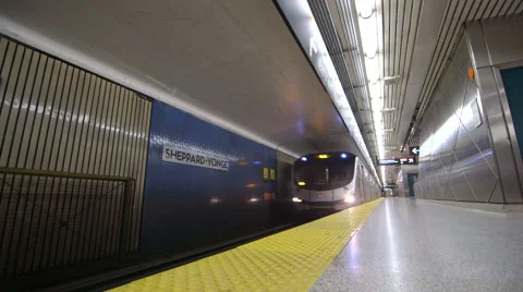 Underground Subway Train Pulls Into Station Stock Footage 44266695