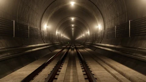 Underground Subway Tunnel 3D Animation. Seamless loop 動画素材 161865588
