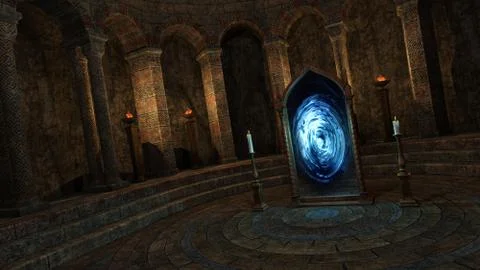 Underground temple with portal イラスト素材