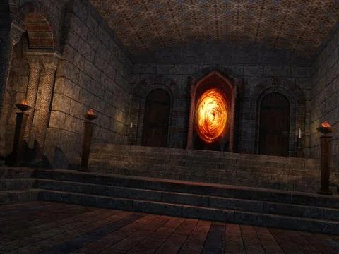 Underground temple with portal イラスト素材