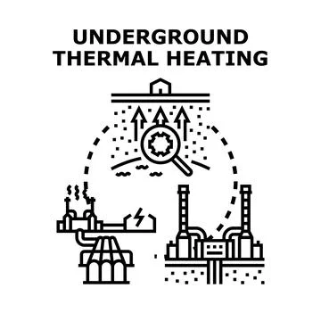 Underground thermal heating energy generating system concept Stock Illustration