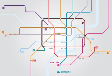 Underground, train railway and map of metro for navigation, travel or public Stock Illustration