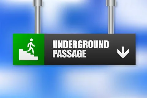 Underground train station, passage. Subway entrance. Vector illustration. Illustrazione stock