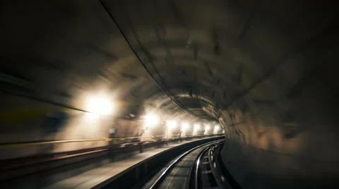 Underground train in a tunnel Stock-Footage 66204903