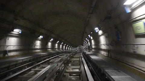 Underground Train in Turin Timelapse Tunnel Stock Footage 37656705
