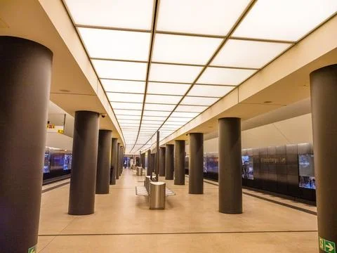 Underground train UBahn at train station in Berlin, Germany Stock Photos