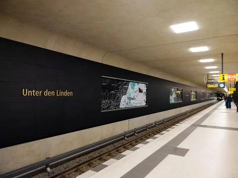 Underground train UBahn at train station in Berlin, Germany Stock Photos