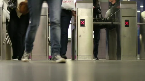 Underground turnstiles timelapse Stock Footage 744241