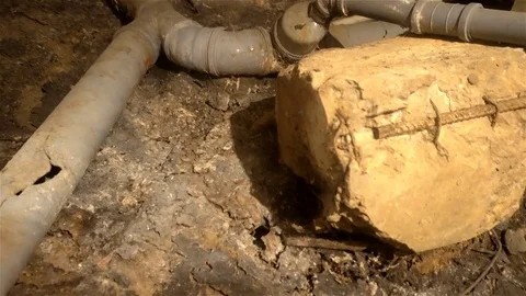 Underground utilities,mud sewer of one of the basements of apartment houses Stock Footage 83305960