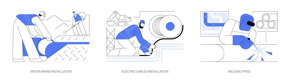 Underground utility installation abstract concept vector illustrations. Ilustración de archivo