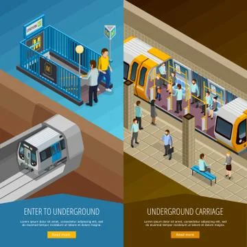 Underground Vertical Banners Set Illustrazione stock