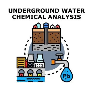 Underground water chemical analysis detecting pollution Stock Illustration