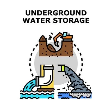 Underground water storage system construction and water management Ilustración de archivo