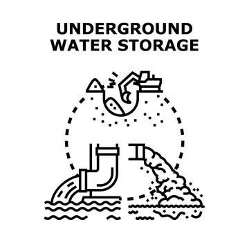Underground water storage system construction and water management Ilustración de archivo