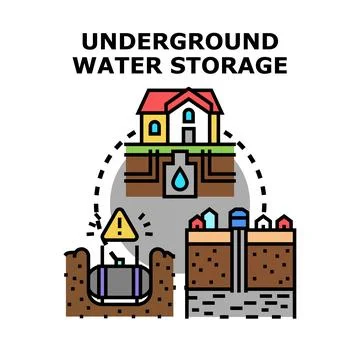 Underground water storage system water management infrastructure Stock Illustration