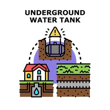 Underground water tank storage system infrastructure illustration Illustrazione stock