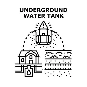 Underground water tank storage system infrastructure illustration Illustrazione stock